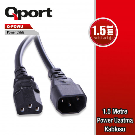 QPORT Q-POWU 1.5 METRE POWER UZATMA KABLOSU